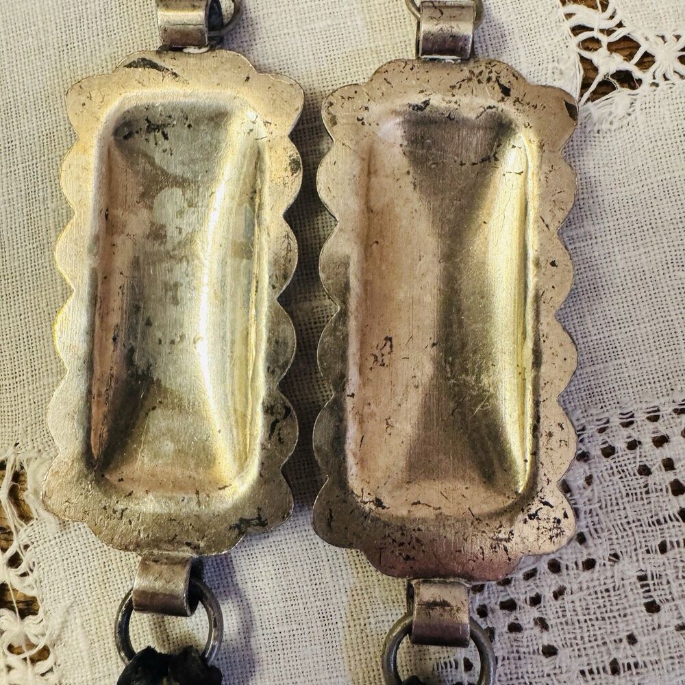 Vintage Southwestern Silver Tone Earrings 5” Brown Suede Tassel Western Boho - Picture 6 of 7